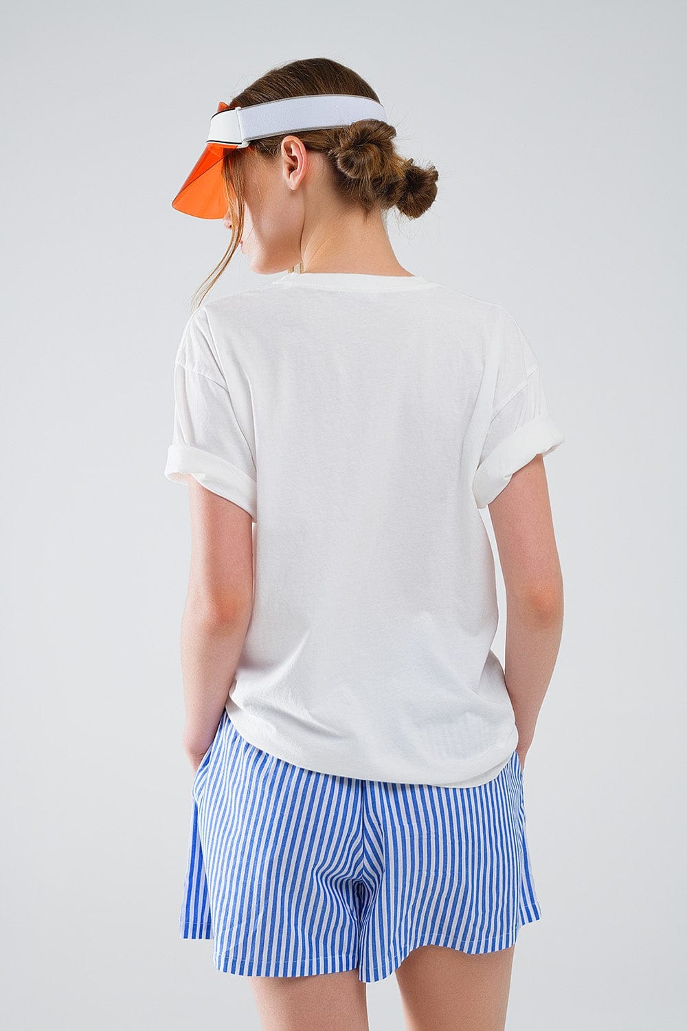 Q2 Women's Tees & Tanks One Size / White Graphic Smile With Me Text T-Shirt In White
