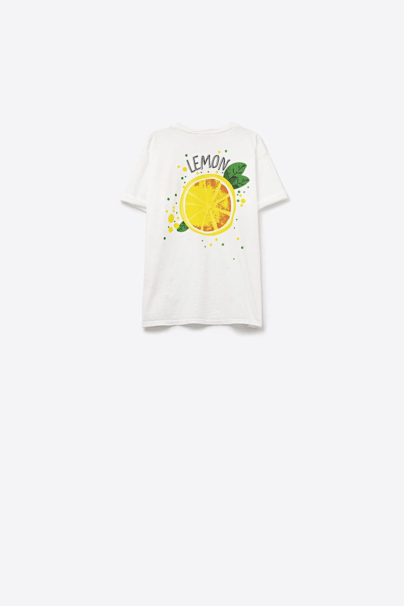 Q2 Women's Tees & Tanks One Size / White Made In Italy White T-Shirt With Lemon Graphic