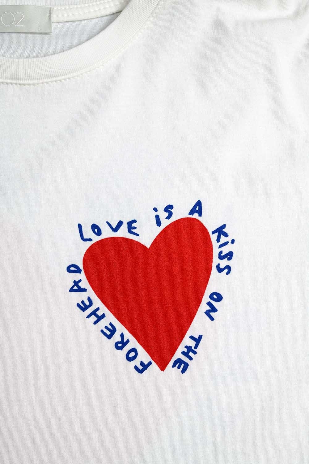 Q2 Women's Tees & Tanks One Size / White Relaxed White T-Shirt Featuring A Heart Design On Both The Front And Back