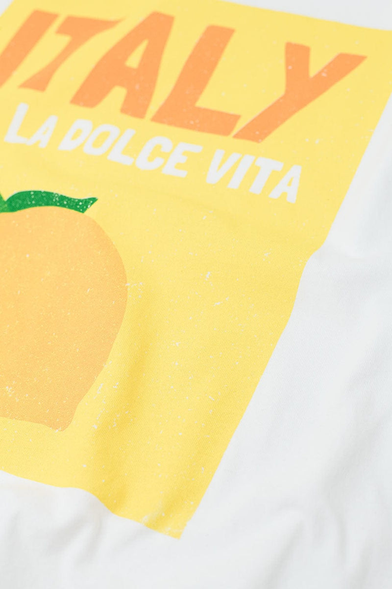 Q2 Women's Tees & Tanks One Size / White White Italy Dolce Vita T-Shirt With Lemon Graphic Print