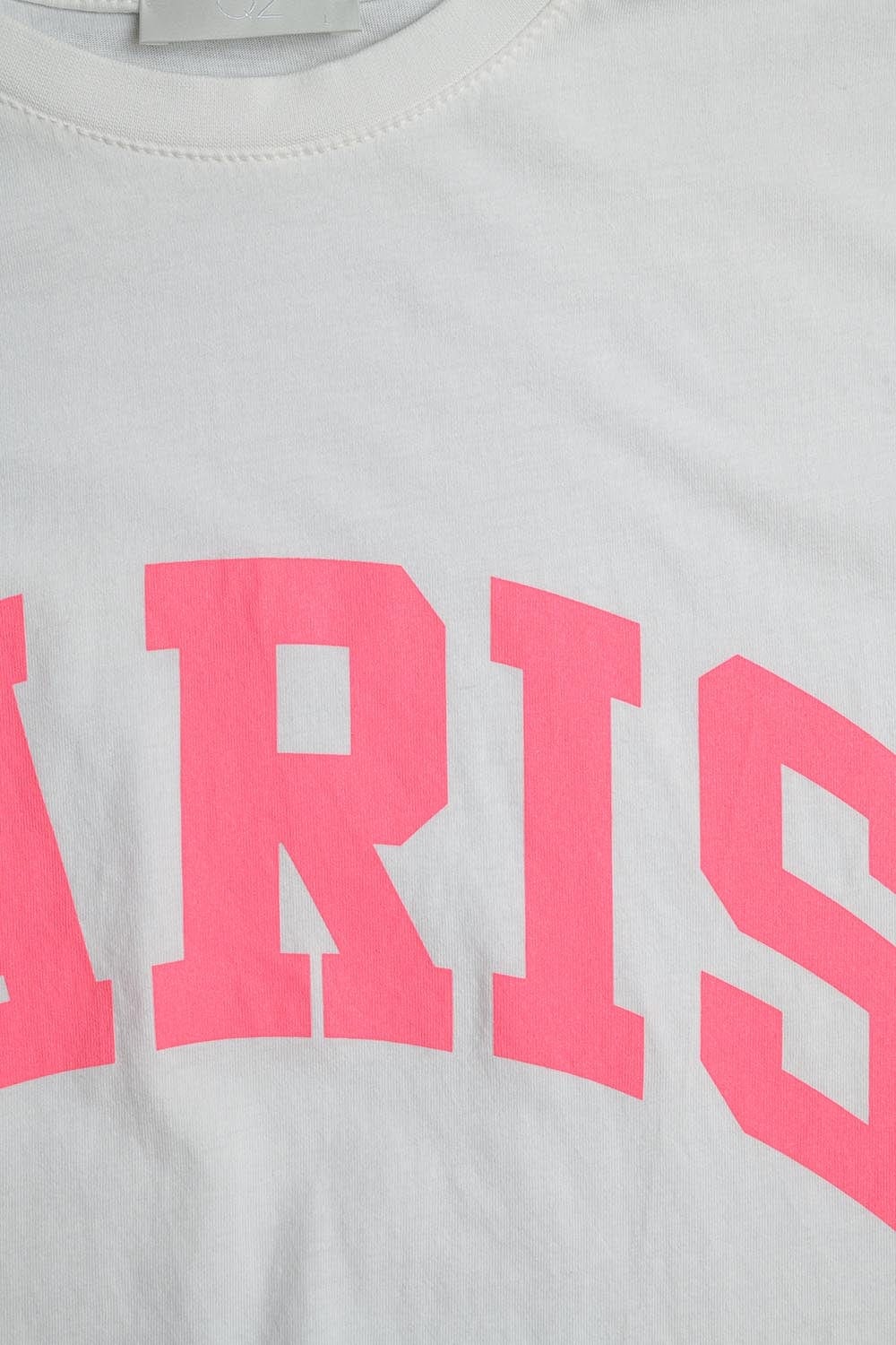 Q2 Women's Tees & Tanks One Size / White White Paris Relaxed T-Shirt With Pink Letters