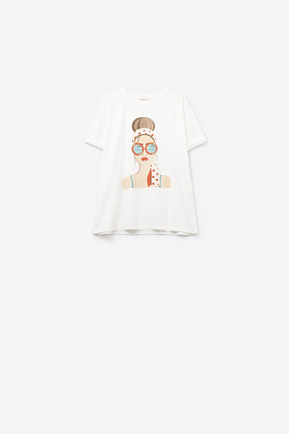 Q2 Women's Tees & Tanks One Size / White White T-Shirt Made In Italy With A Vintage Girl Graphic