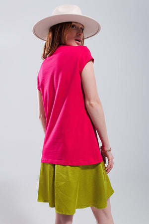 Q2 Women's Tees & Tanks Summer Vibes Print T Shirt in Fuchsia