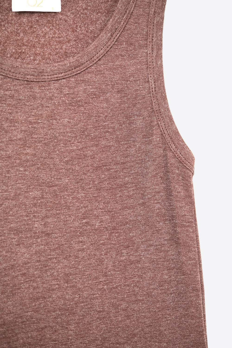 Q2 Women's Tees & Tanks Super Soft Knitted Basic Tank In Chocolate Brown