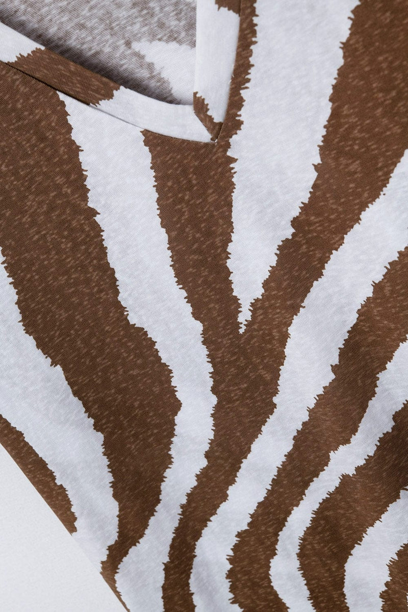 Q2 Women's Tees & Tanks V-Neck T-Shirt With Camel Zebra Print
