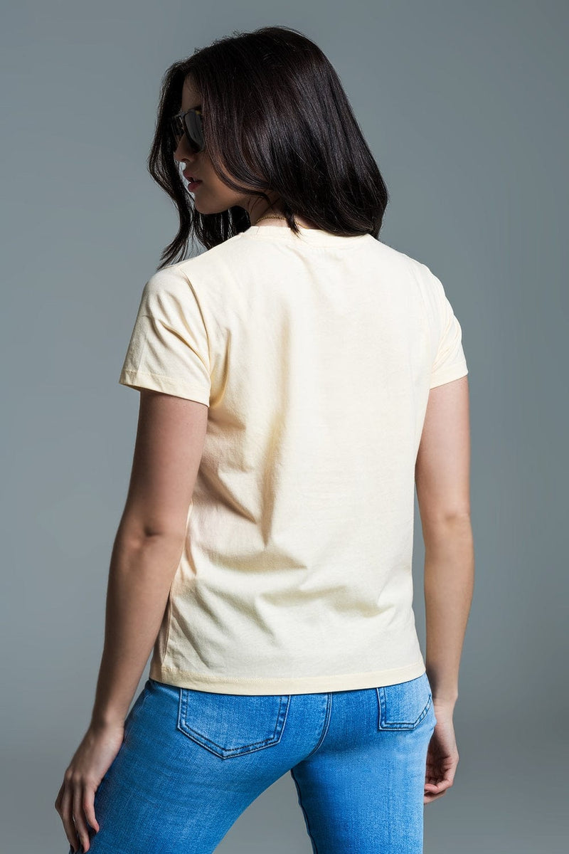 Q2 Women's Tees & Tanks Yellow "Superstar" Printed T-Shirt