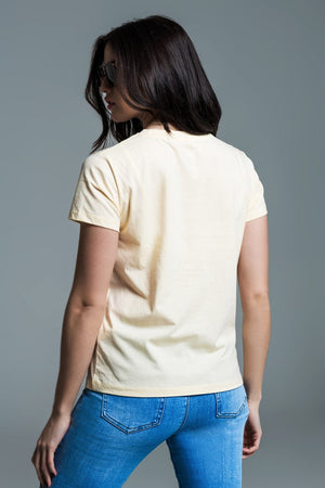 Q2 Women's Tees & Tanks Yellow "Superstar" Printed T-Shirt