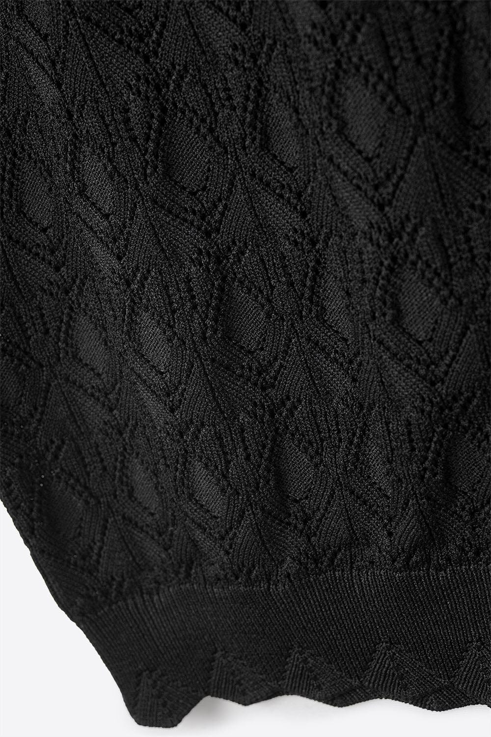 Q2 Women's Vest One Size / Black Pointelle Knitted Vest With Scalloped Edges In Black
