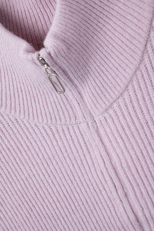 Q2 Women's Vest One Size / Pink Knitted Vest With High Half-Zip Collar And Large Armholes In Pink