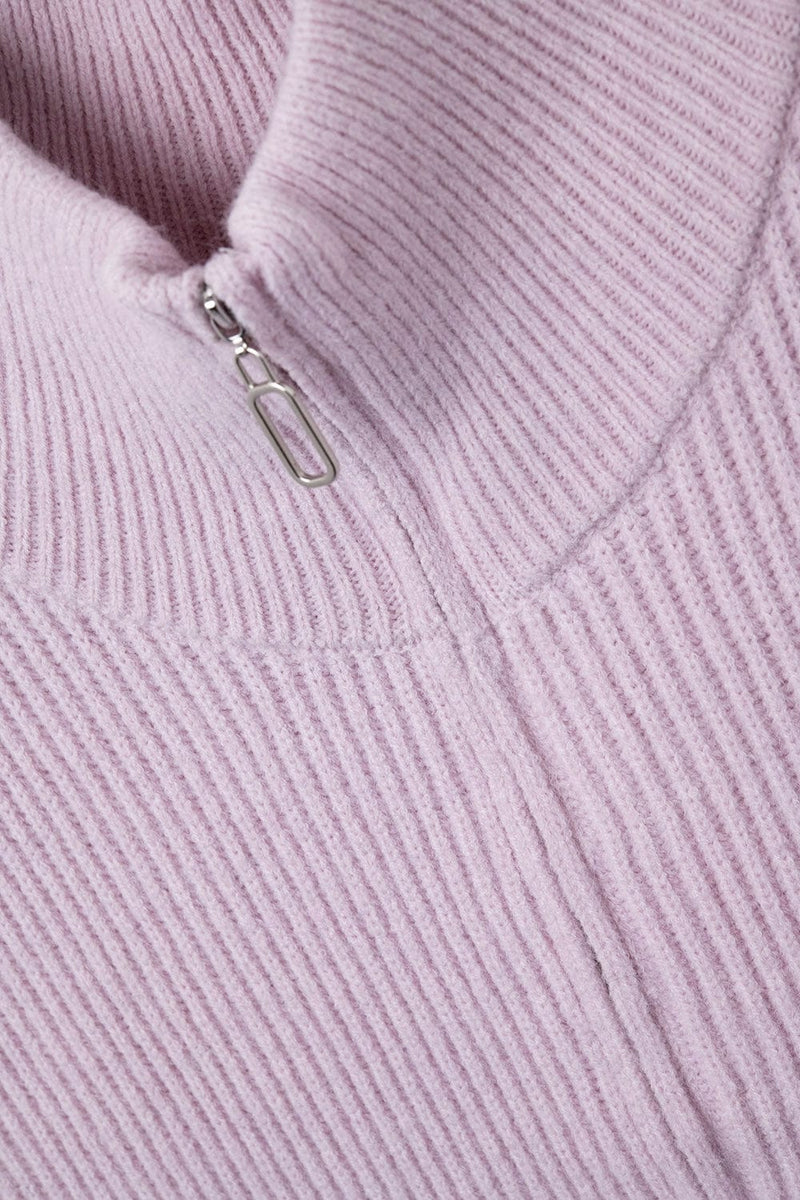 Q2 Women's Vest One Size / Pink Knitted Vest With High Half-Zip Collar And Large Armholes In Pink