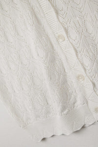 Q2 Women's Vest One Size / White Pointelle Knitted Vest With Scalloped Edges In White
