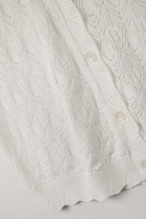 Q2 Women's Vest One Size / White Pointelle Knitted Vest With Scalloped Edges In White