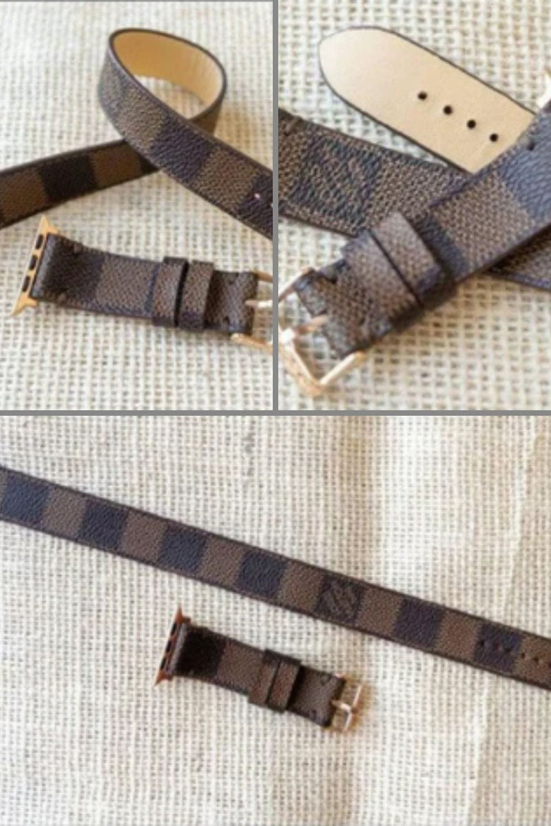 Repurposed Gifts Watch Band Apple Watch Band Repurposed Damier LV Monogram Double Loop