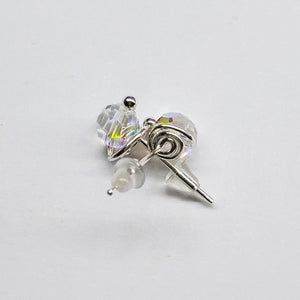 6mm Crystal AB sterling silver crystal ear studs laying on paper-Alexa Martha Designs