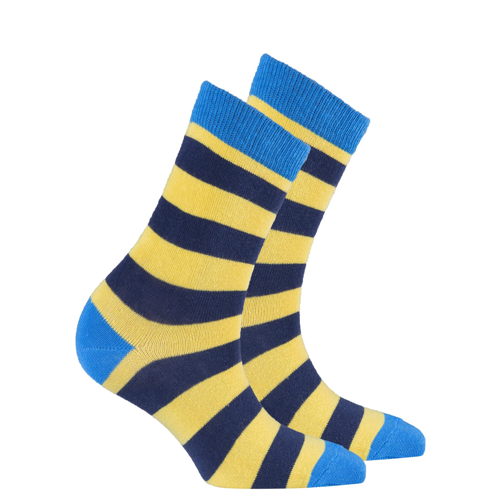 Socks n Socks Women's Fashion - Women's Intimates and Loungewear - Women's Socks & Hosiery - Socks One Color / One Size Women's Blue Canary Stripe Socks