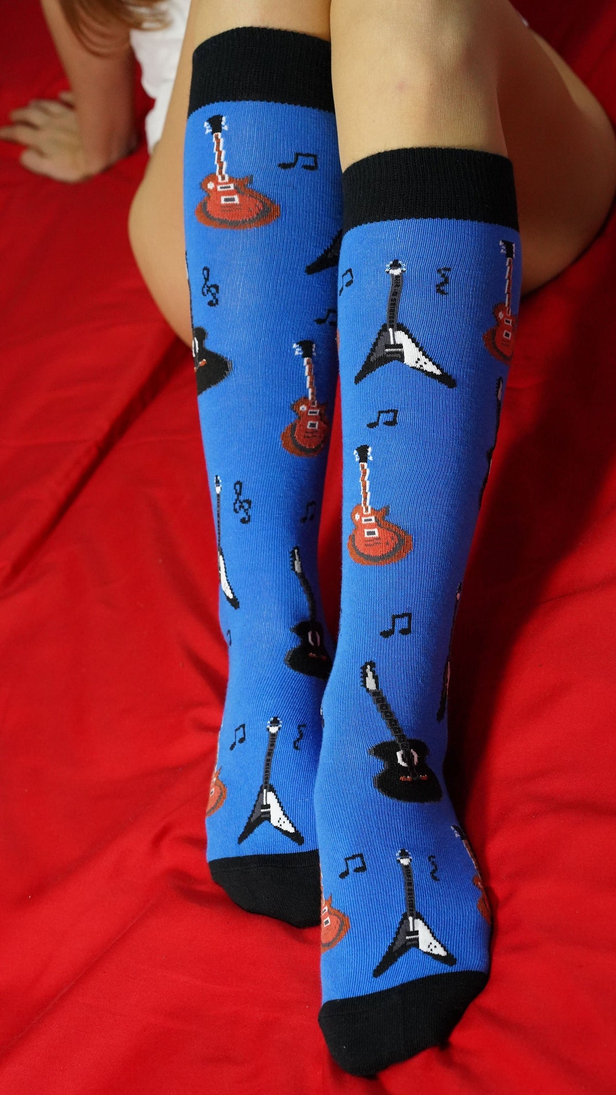 Socks n Socks Women's Fashion - Women's Intimates and Loungewear - Women's Socks & Hosiery - Socks One Color / One Size Women's Guitars Knee High Socks