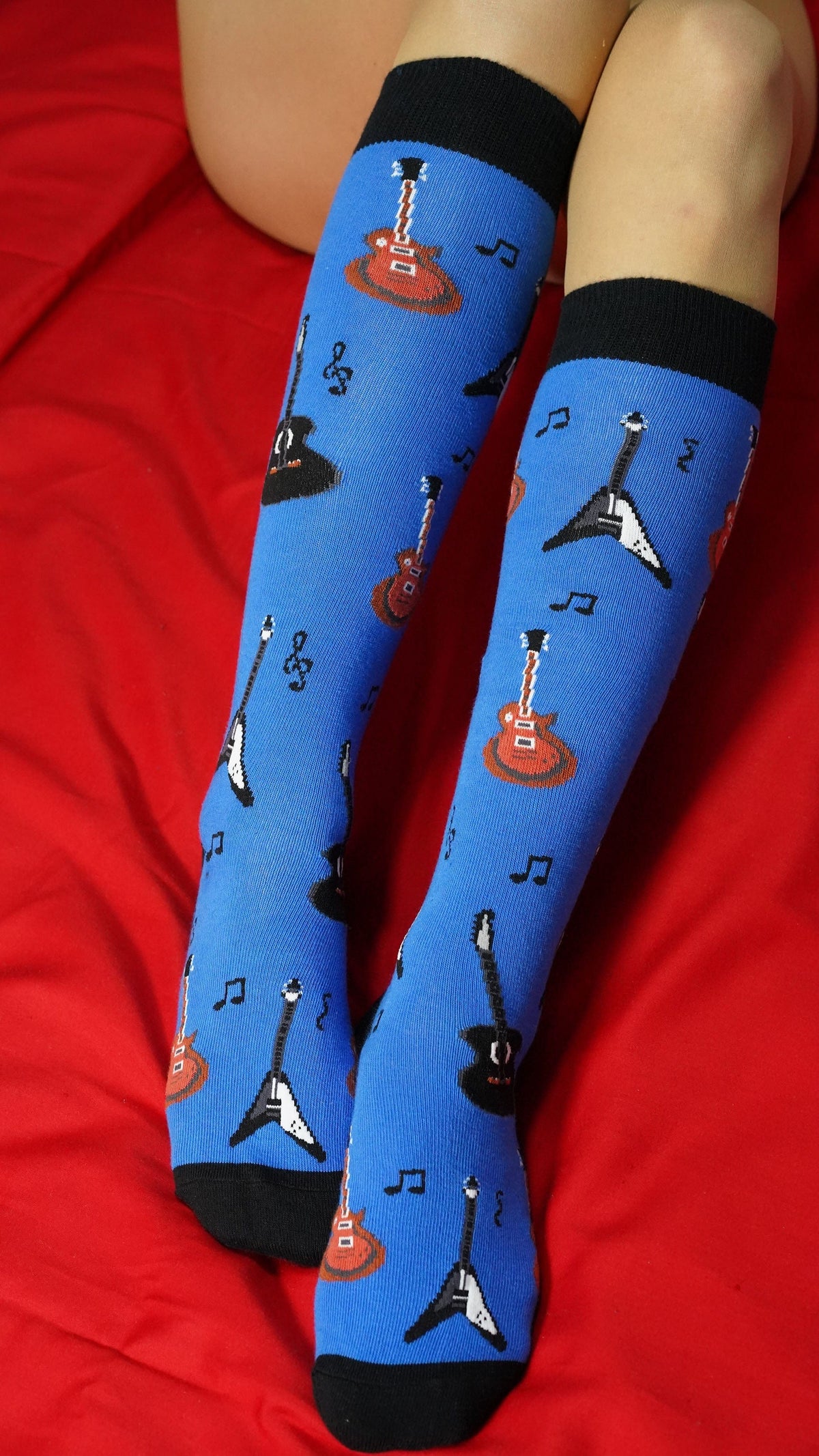 Socks n Socks Women's Fashion - Women's Intimates and Loungewear - Women's Socks & Hosiery - Socks One Color / One Size Women's Guitars Knee High Socks