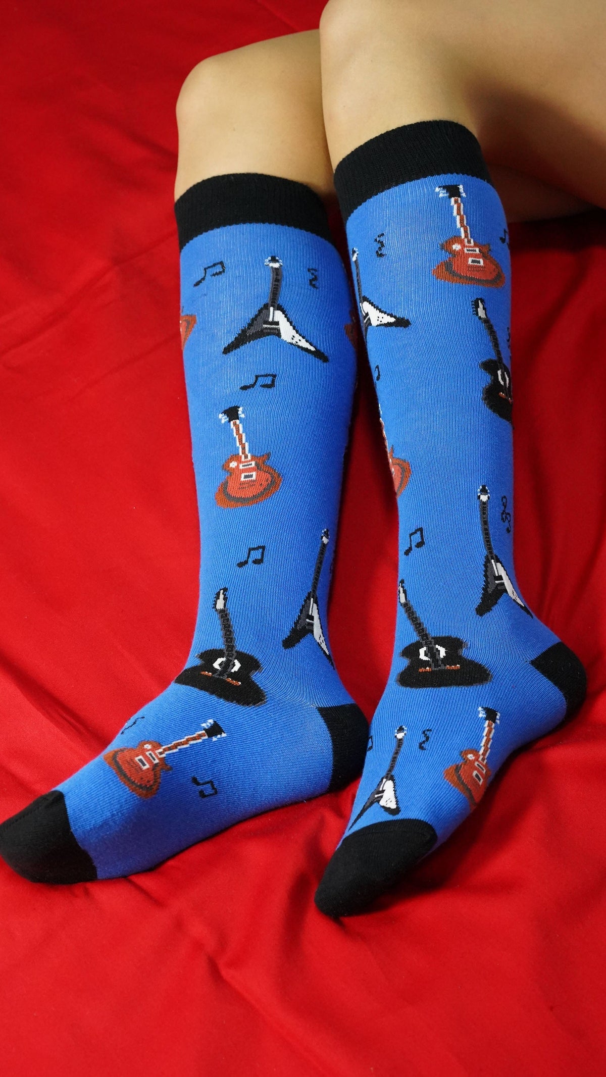 Socks n Socks Women's Fashion - Women's Intimates and Loungewear - Women's Socks & Hosiery - Socks One Color / One Size Women's Guitars Knee High Socks