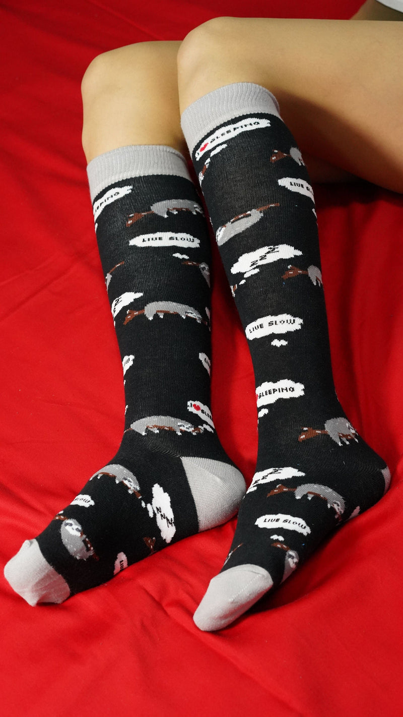 Socks n Socks Women's Fashion - Women's Intimates and Loungewear - Women's Socks & Hosiery - Socks One Color / One Size Women's Lazy Sloth Knee High Socks