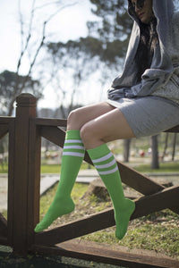 Socks n Socks Women's Fashion - Women's Intimates and Loungewear - Women's Socks & Hosiery - Socks One Color / One Size Women's Lime Stripe Knee High Socks