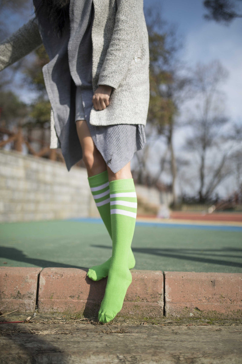 Socks n Socks Women's Fashion - Women's Intimates and Loungewear - Women's Socks & Hosiery - Socks One Color / One Size Women's Lime Stripe Knee High Socks