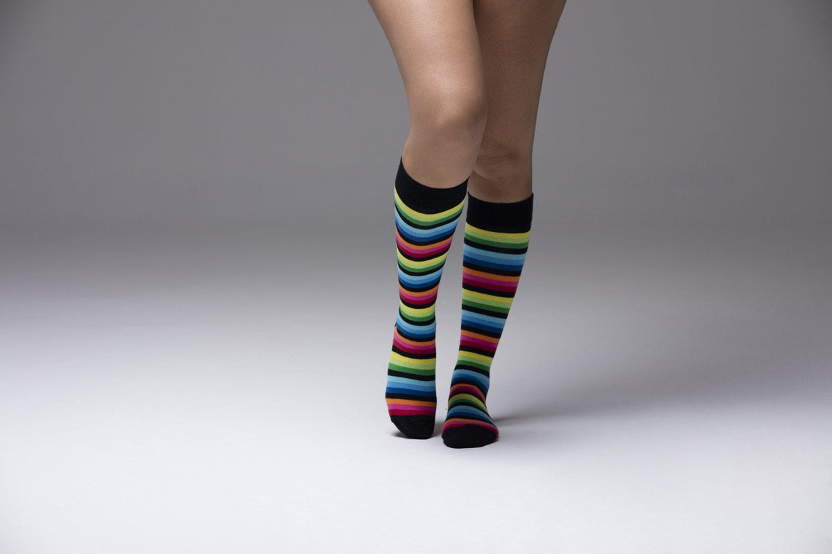 Socks n Socks Women's Fashion - Women's Intimates and Loungewear - Women's Socks & Hosiery - Socks One Color / One Size Women's Multicolor Stripe Knee High Socks