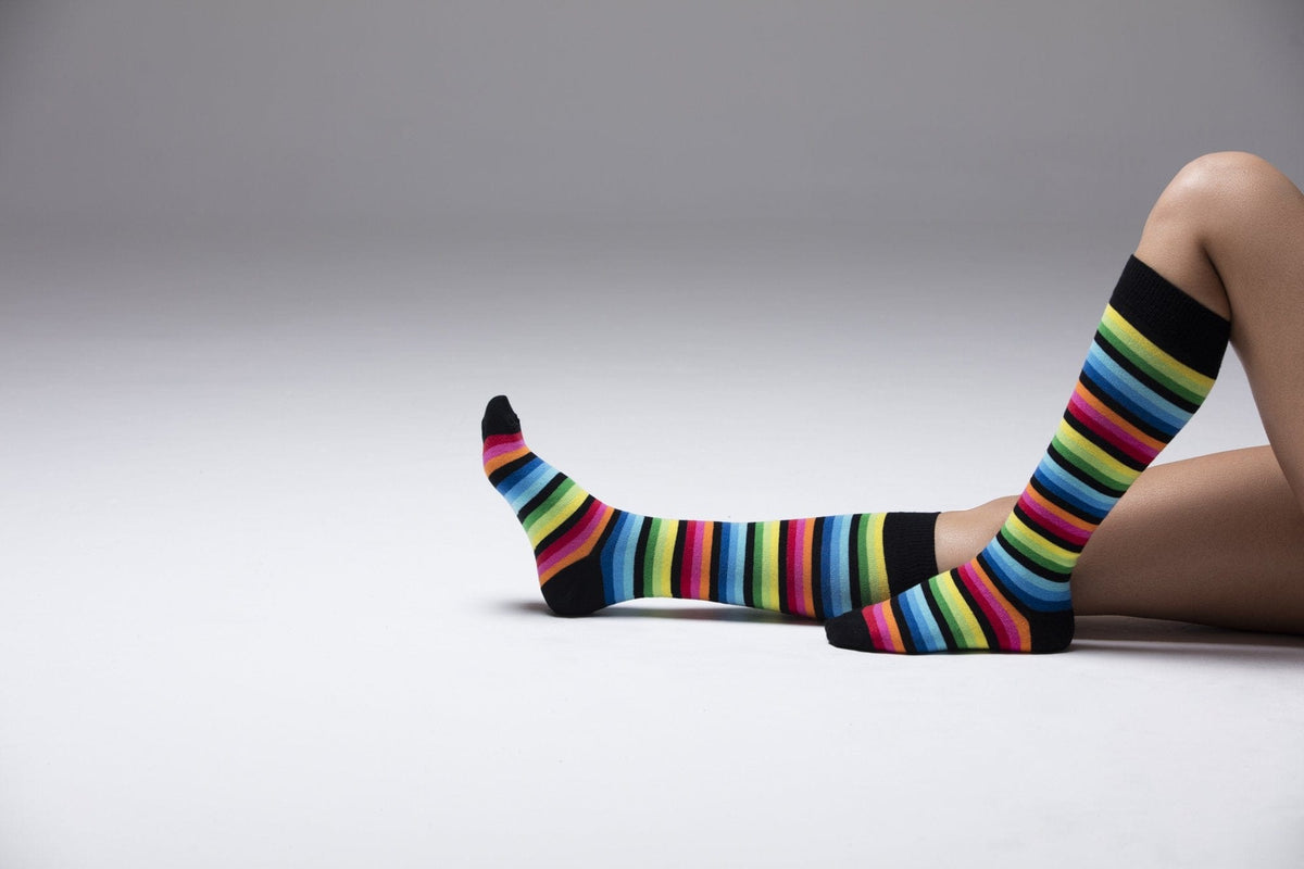 Socks n Socks Women's Fashion - Women's Intimates and Loungewear - Women's Socks & Hosiery - Socks One Color / One Size Women's Multicolor Stripe Knee High Socks