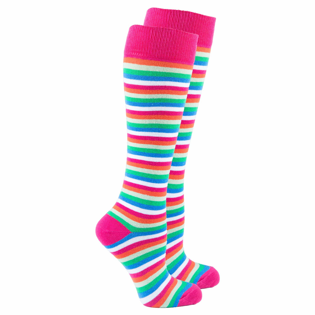 Socks n Socks Women's Fashion - Women's Intimates and Loungewear - Women's Socks & Hosiery - Socks One Color / One Size Women's Pink Blush Stripe Knee High Socks