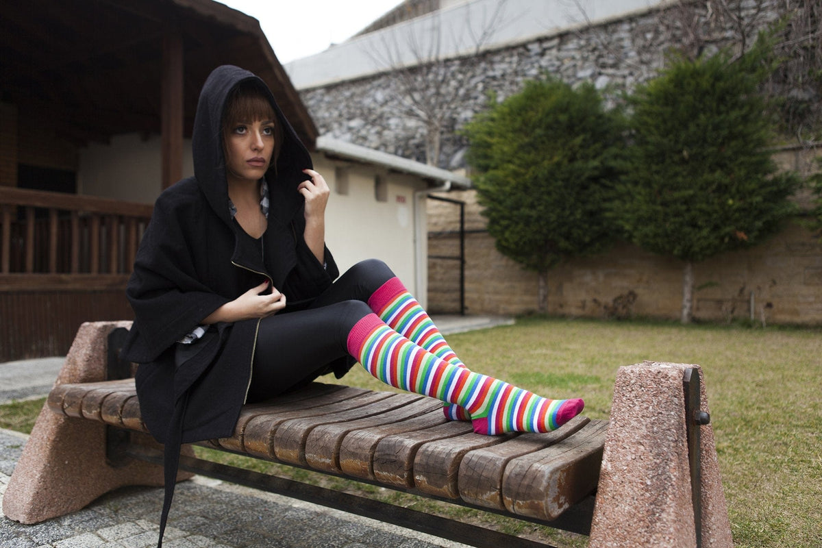 Socks n Socks Women's Fashion - Women's Intimates and Loungewear - Women's Socks & Hosiery - Socks One Color / One Size Women's Pink Blush Stripe Knee High Socks