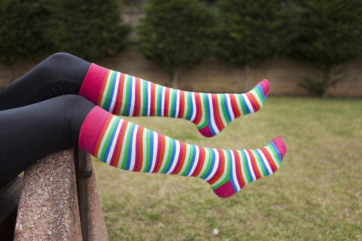 Socks n Socks Women's Fashion - Women's Intimates and Loungewear - Women's Socks & Hosiery - Socks One Color / One Size Women's Pink Blush Stripe Knee High Socks