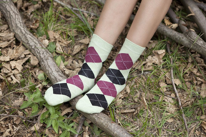 Socks n Socks Women's Fashion - Women's Intimates and Loungewear - Women's Socks & Hosiery - Socks One Color / One Size Women's Pistachio Argyle Socks