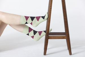 Socks n Socks Women's Fashion - Women's Intimates and Loungewear - Women's Socks & Hosiery - Socks One Color / One Size Women's Pistachio Argyle Socks