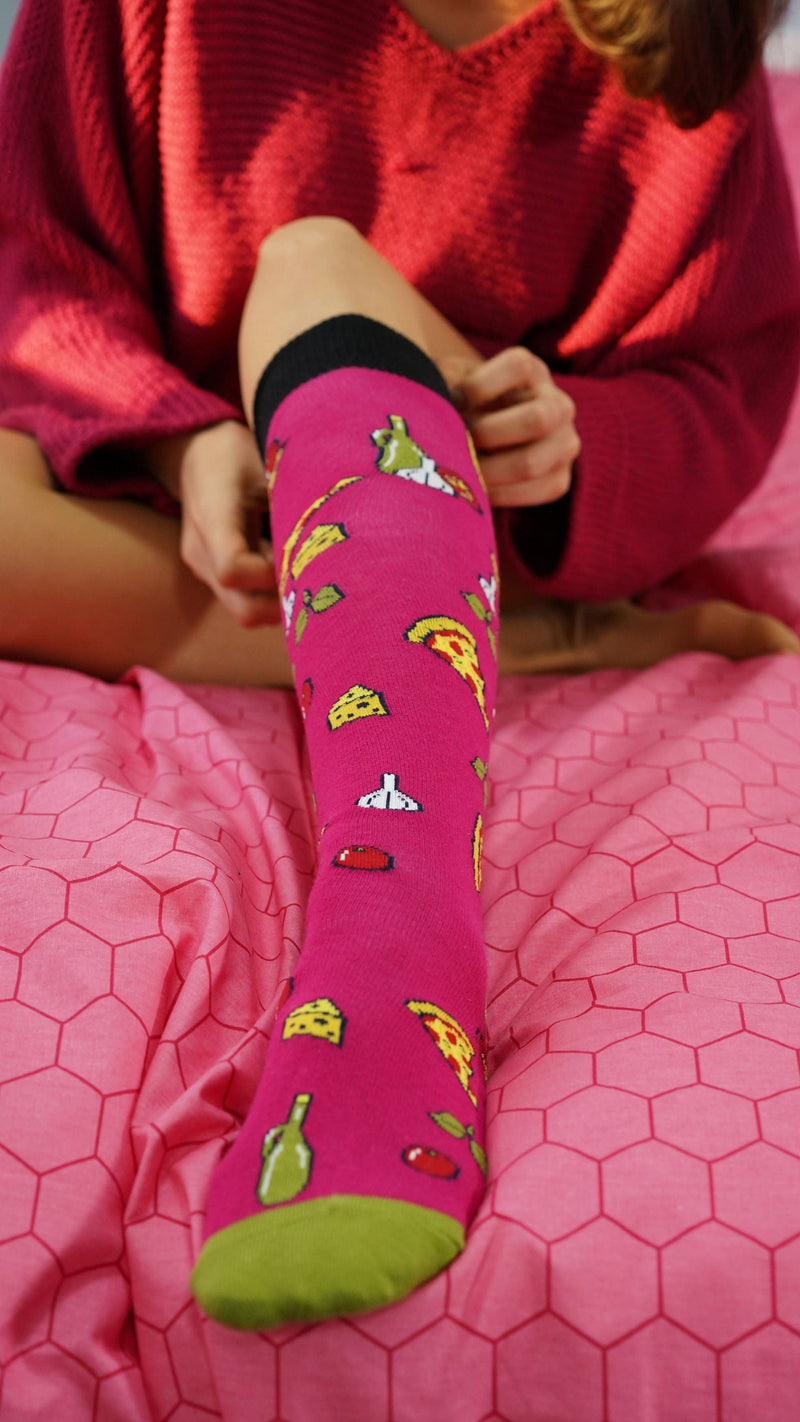 Socks n Socks Women's Fashion - Women's Intimates and Loungewear - Women's Socks & Hosiery - Socks One Color / One Size Women's Pizza Chef Knee High Socks