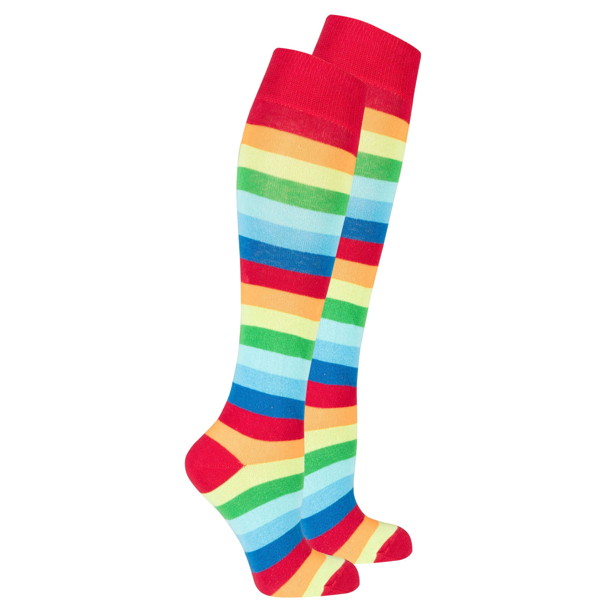 Socks n Socks Women's Fashion - Women's Intimates and Loungewear - Women's Socks & Hosiery - Socks One Color / One Size Women's Red Rainbow Stripe Knee High Socks