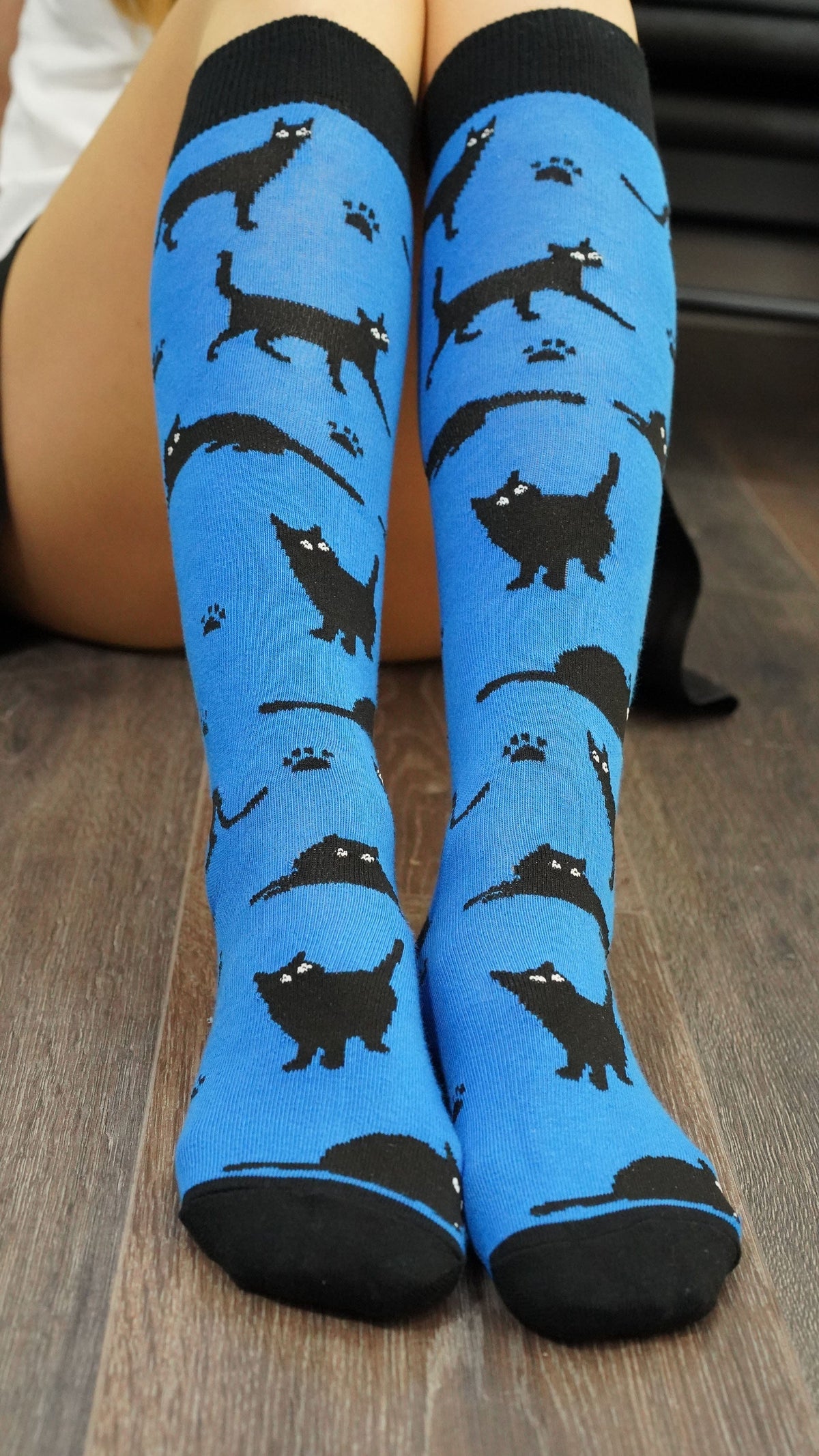 Socks n Socks Women's Fashion - Women's Intimates and Loungewear - Women's Socks & Hosiery - Socks One Color / One Size Women's Shadow Cat Knee High Socks