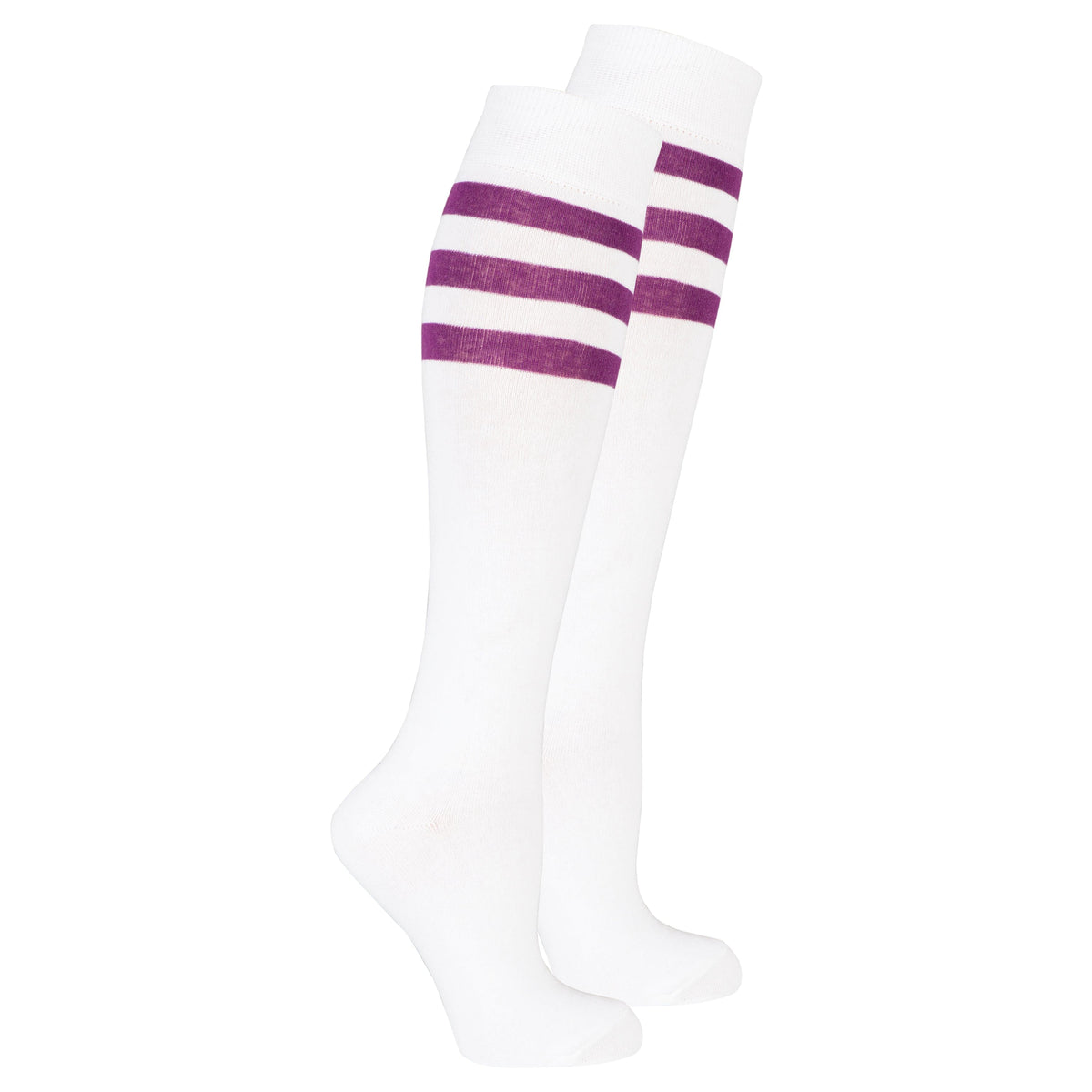 Socks n Socks Women's Fashion - Women's Intimates and Loungewear - Women's Socks & Hosiery - Socks One Color / One Size Women's Solid Purple Stripe Knee High Socks