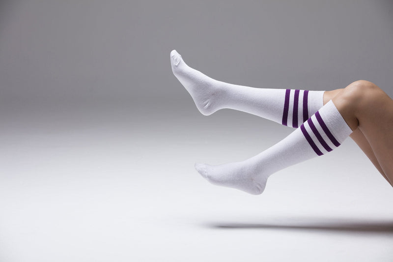 Socks n Socks Women's Fashion - Women's Intimates and Loungewear - Women's Socks & Hosiery - Socks One Color / One Size Women's Solid Purple Stripe Knee High Socks