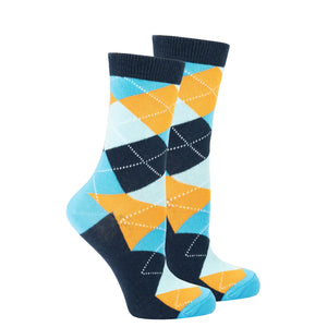 Socks n Socks Women's Fashion - Women's Intimates and Loungewear - Women's Socks & Hosiery - Socks One Color / One Size Women's Vibrant Sky Argyle Socks