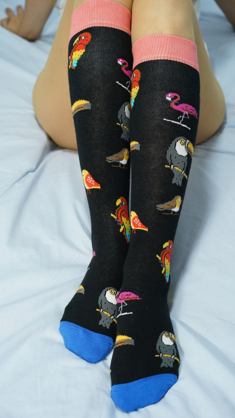 Socks n Socks Women's Fashion - Women's Intimates and Loungewear - Women's Socks & Hosiery - Socks One Color / One Size Women's Wild Birds Knee High Socks