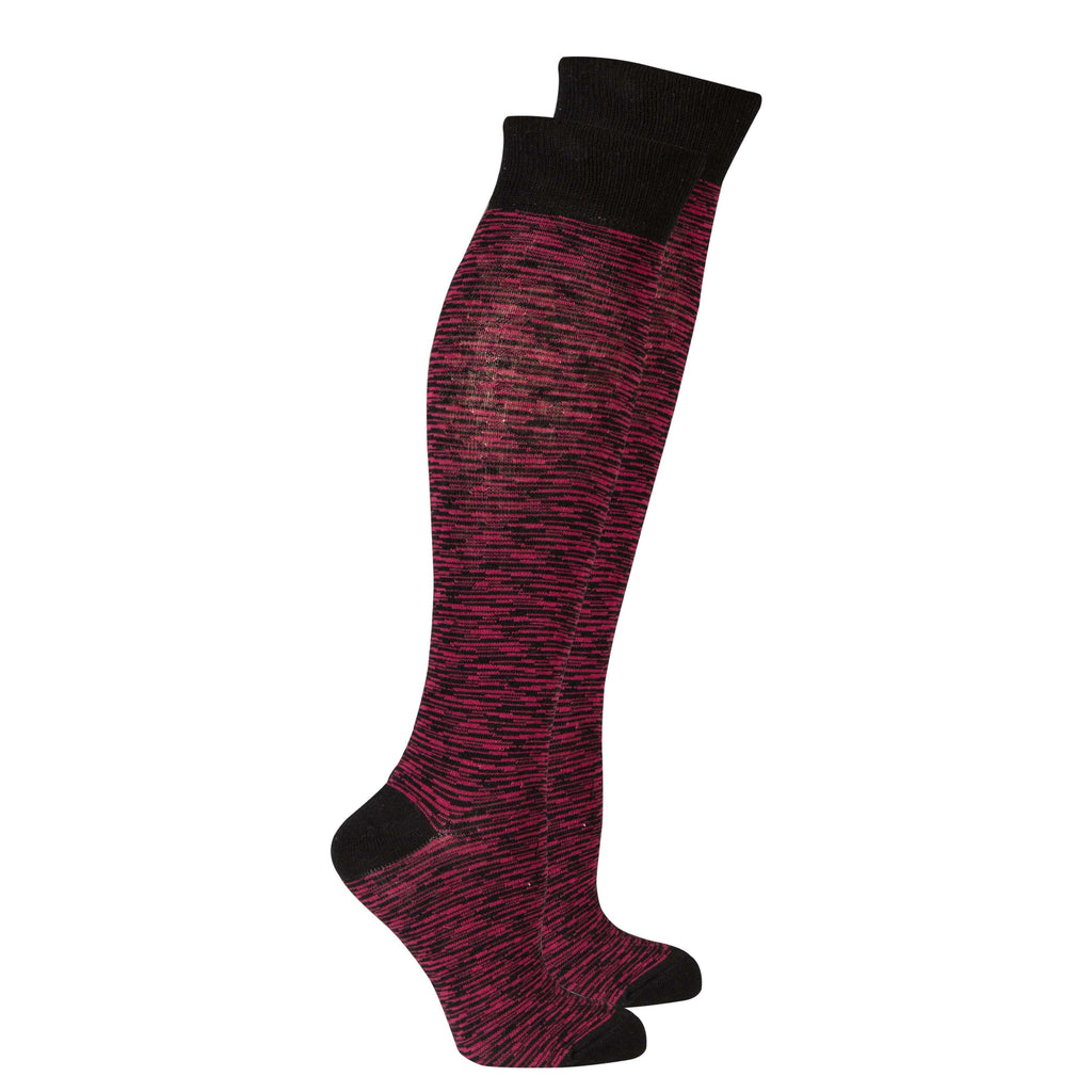 Socks n Socks Women's Fashion - Women's Intimates and Loungewear - Women's Socks & Hosiery - Socks One Color / One Size Women's Wine Grizzled Stripe Knee High Socks