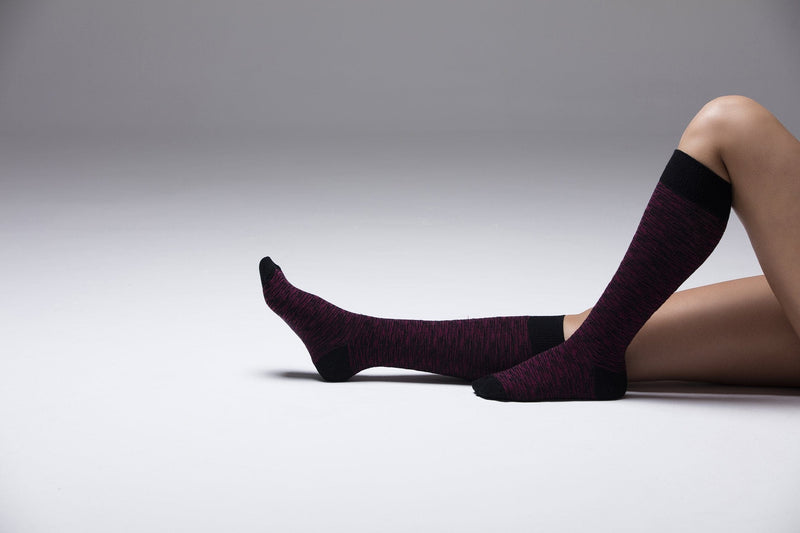 Socks n Socks Women's Fashion - Women's Intimates and Loungewear - Women's Socks & Hosiery - Socks One Color / One Size Women's Wine Grizzled Stripe Knee High Socks