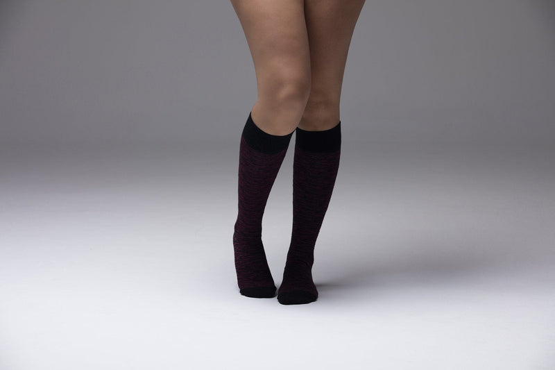 Socks n Socks Women's Fashion - Women's Intimates and Loungewear - Women's Socks & Hosiery - Socks One Color / One Size Women's Wine Grizzled Stripe Knee High Socks