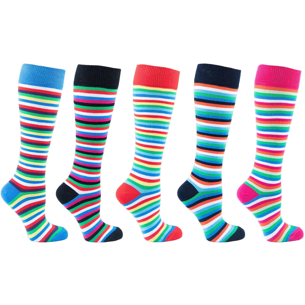 Socks n Socks Women's Fashion - Women's Intimates and Loungewear - Women's Socks & Hosiery - Socks Women's Colorful Stripe Knee High Socks Set