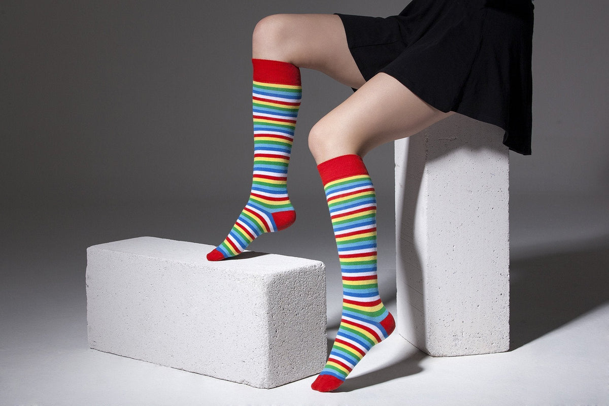 Socks n Socks Women's Fashion - Women's Intimates and Loungewear - Women's Socks & Hosiery - Socks Women's Colorful Stripe Knee High Socks Set