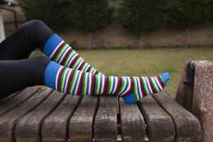 Socks n Socks Women's Fashion - Women's Intimates and Loungewear - Women's Socks & Hosiery - Socks Women's Colorful Stripe Knee High Socks Set