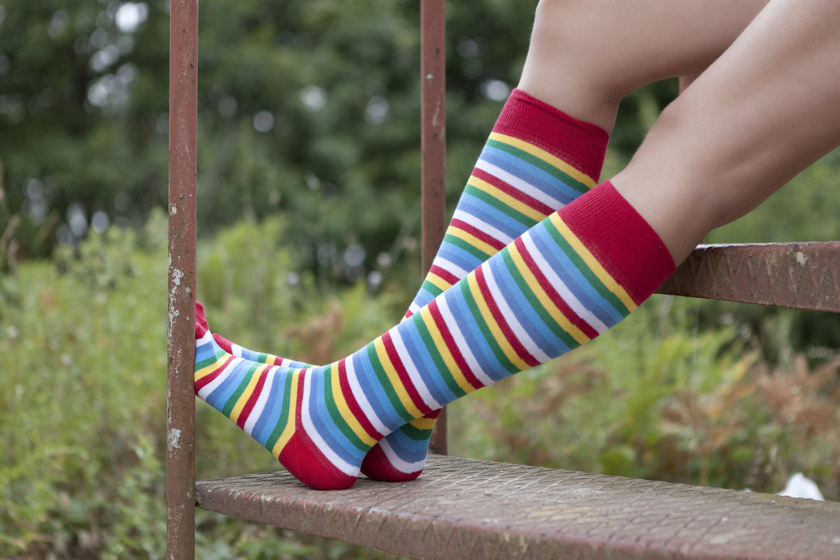 Socks n Socks Women's Fashion - Women's Intimates and Loungewear - Women's Socks & Hosiery - Socks Women's Colorful Stripe Knee High Socks Set