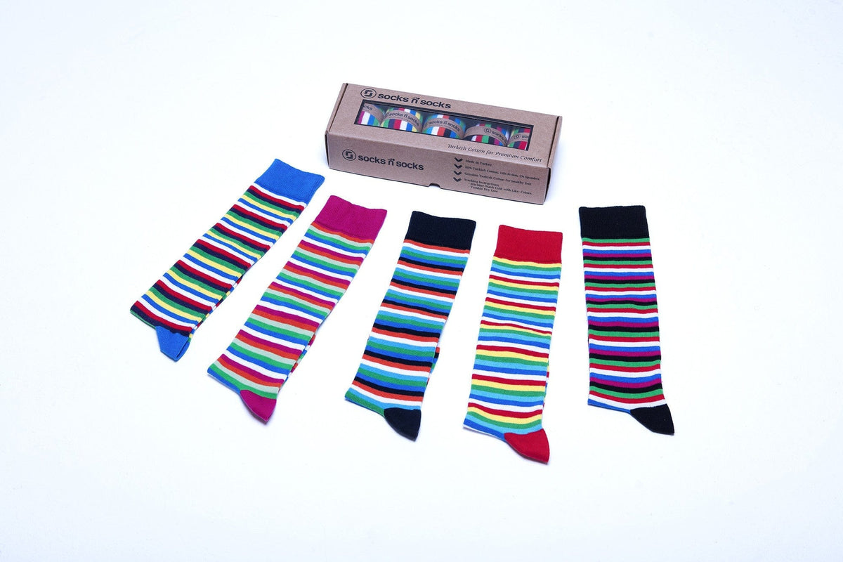 Socks n Socks Women's Fashion - Women's Intimates and Loungewear - Women's Socks & Hosiery - Socks Women's Colorful Stripe Knee High Socks Set