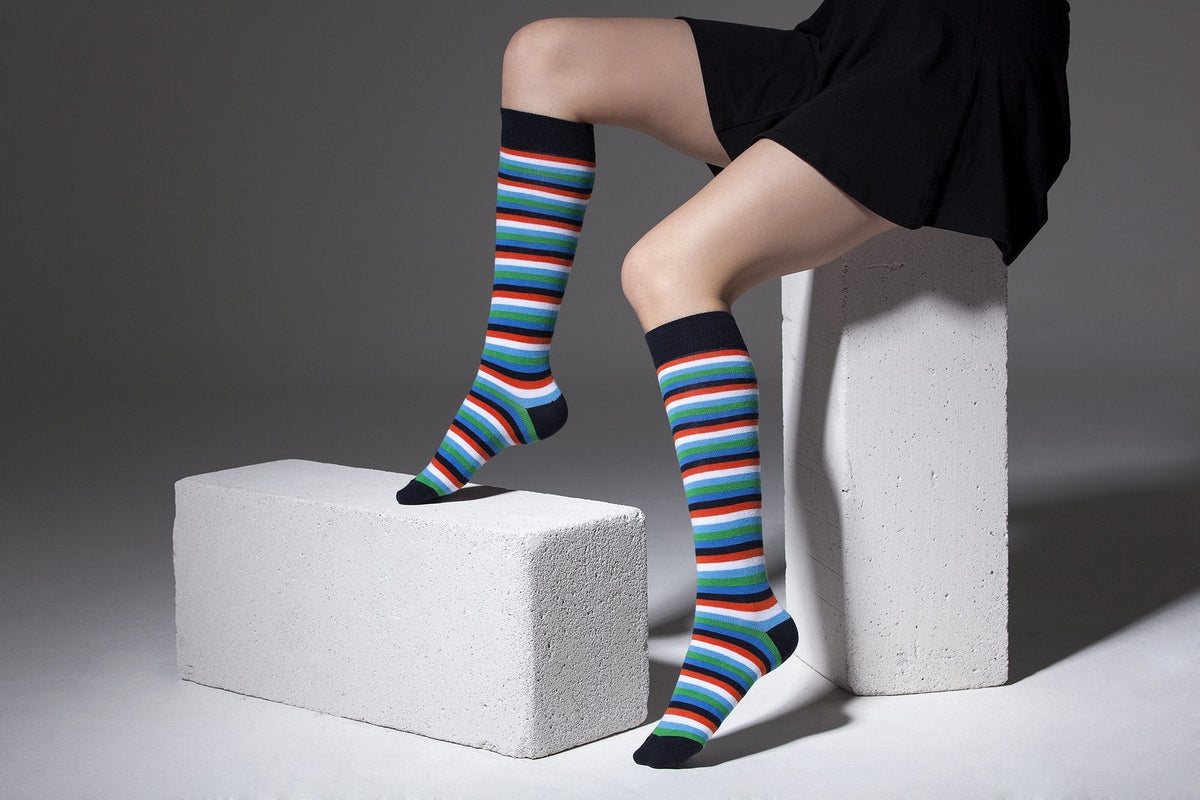 Socks n Socks Women's Fashion - Women's Intimates and Loungewear - Women's Socks & Hosiery - Socks Women's Colorful Stripe Knee High Socks Set