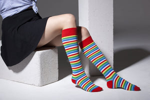 Socks n Socks Women's Fashion - Women's Intimates and Loungewear - Women's Socks & Hosiery - Socks Women's Colorful Stripe Knee High Socks Set