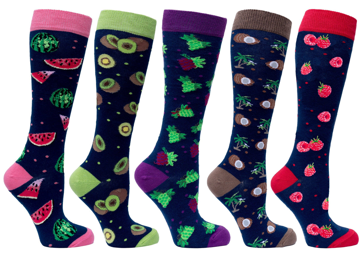 Socks n Socks Women's Fashion - Women's Intimates and Loungewear - Women's Socks & Hosiery - Socks Women's Delightful Fruits Knee High Socks Set